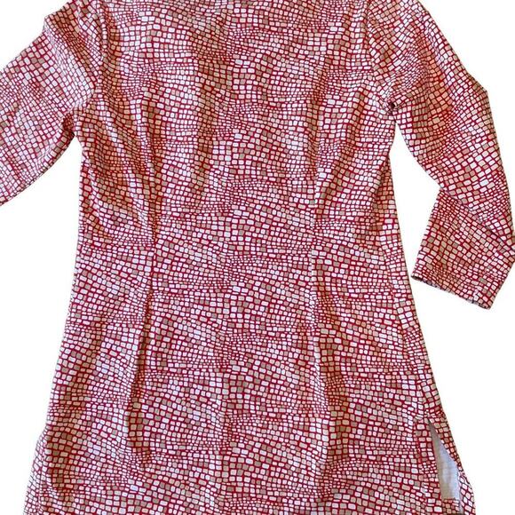 J.McLaughlin Geometric Print Tunic Top Red White Size Small 747E - Picture 9 of 9